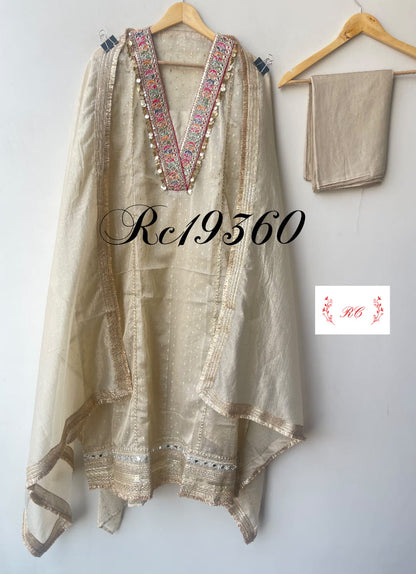 Banarasi shimmer tissue Embroidered Unstitched suit set