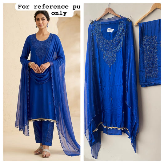 Pure Glass Organza Ladies Unstitched Suit with Kutdana Work RC-19185(A) - Royal Chic by Priti