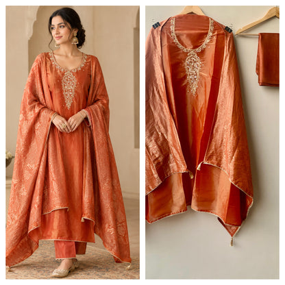 Shimmer Silk Printed Unstitched Suit Set