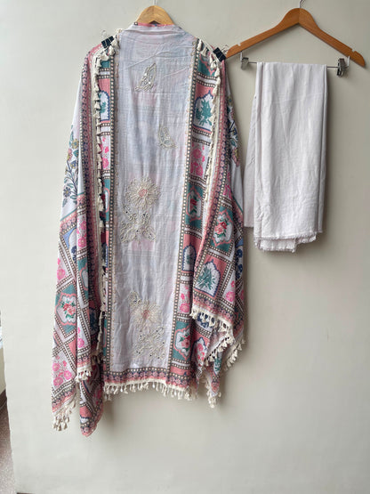 Mul chanderi printed ladies unstitched suit Rc19150 (a)