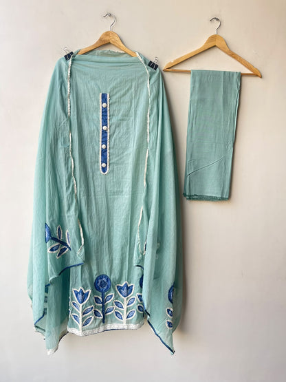 Designer Mul Chanderi Unstitched Suit Set