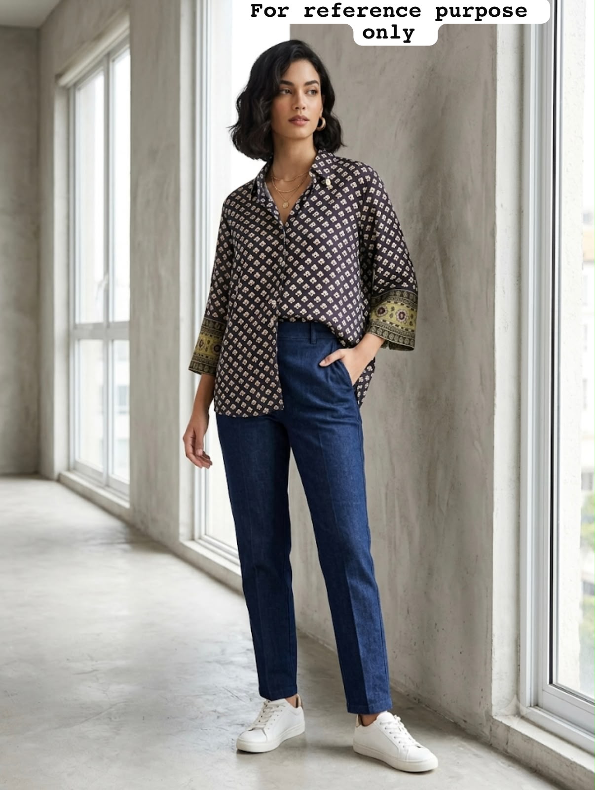 Satin crepe readymade ladies coord shirt Rc19165 (a)