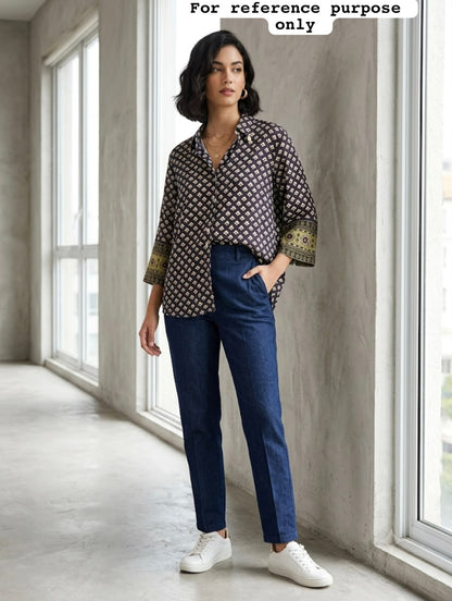 Satin crepe readymade ladies coord shirt Rc19165 (a)