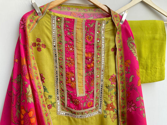 Satin crepe unstitched ladies suit Rc17934 (b)