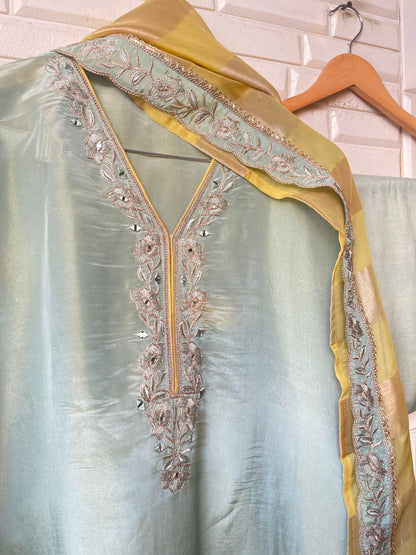 Shimmer silk unstitched ladies suit Rc17828