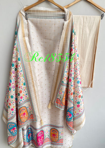 Banarasi shimmer linen unstitched ladies suit Rc18354 (c)