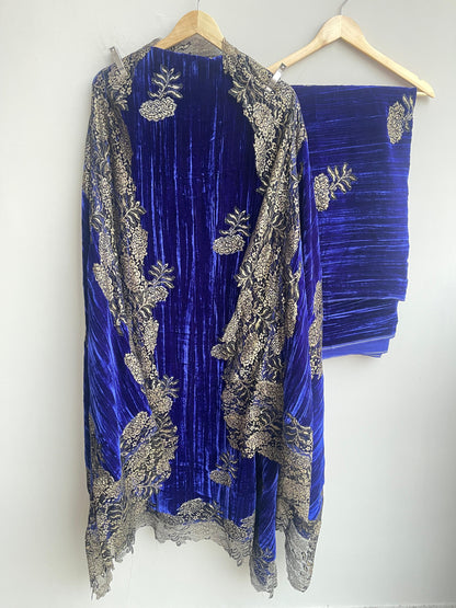 Micra crushed velvet unstitched ladies suit Rc18274