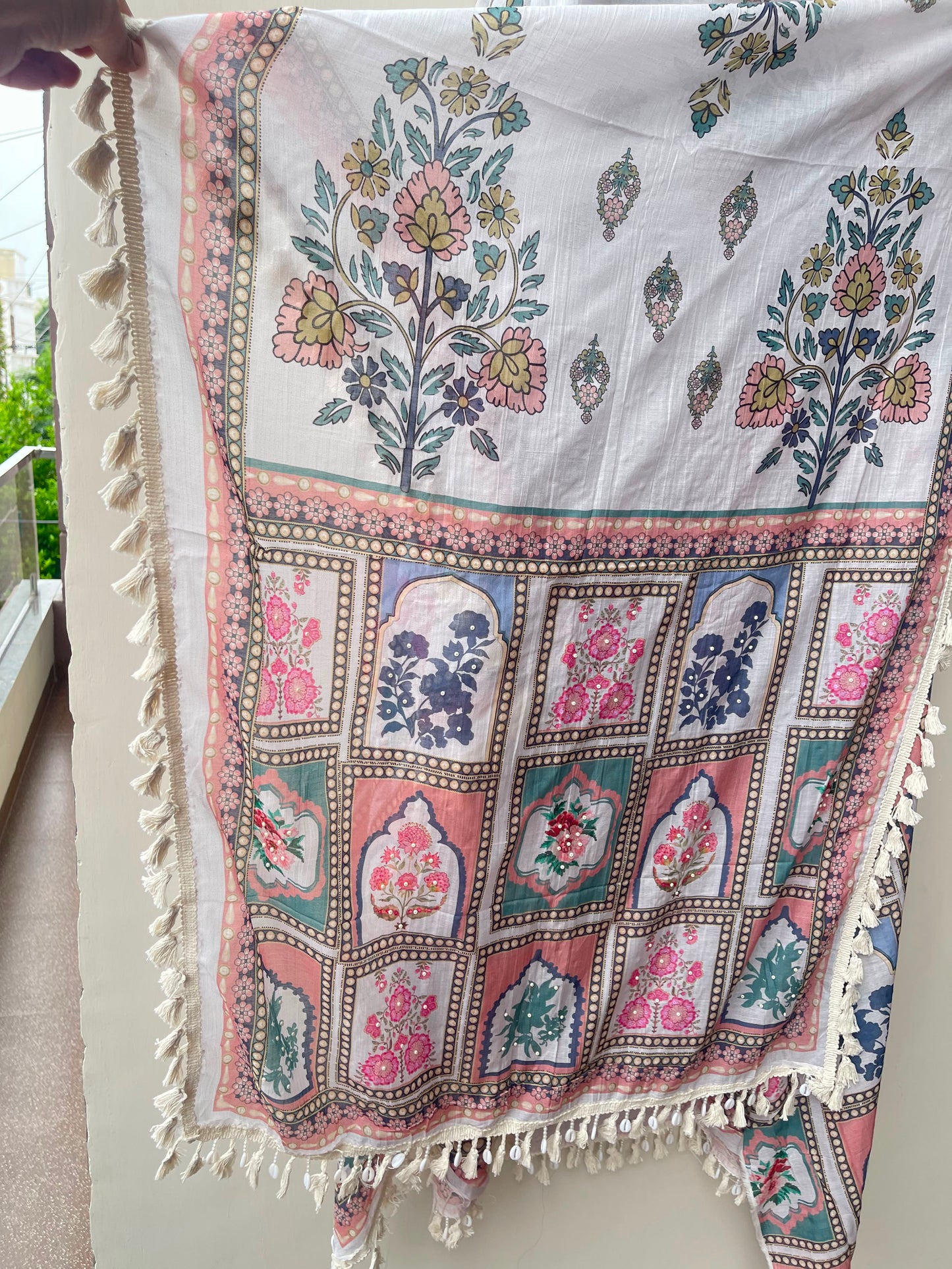Mul chanderi printed ladies unstitched suit Rc19150 (a)