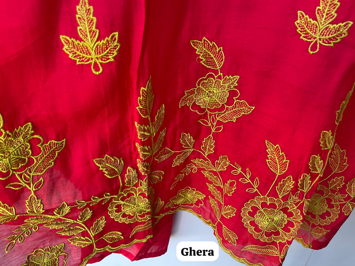 Elegant Unstitched Mul Chanderi 3 Pcs Suit Set