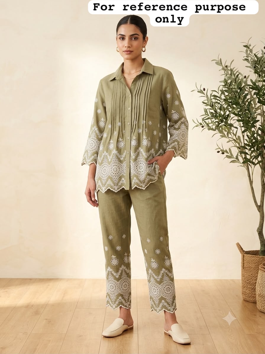 Chikan cotton readymade ladies coord set Rc19161