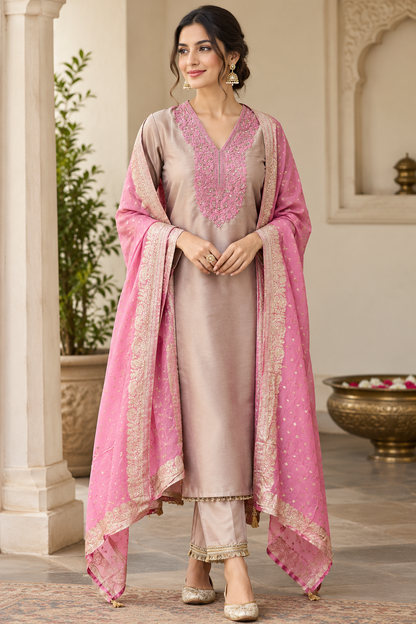 Pure Giraffe Shimmer Silk Luxury Unstitched Suit Set