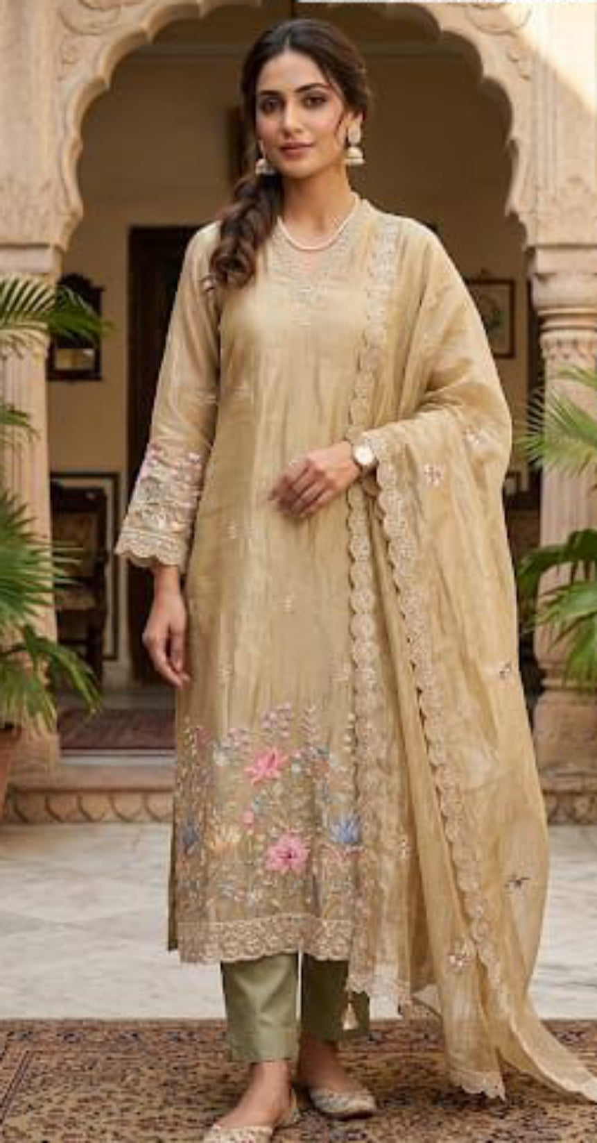 Crushed shimmer tissue ladies unstitched suit