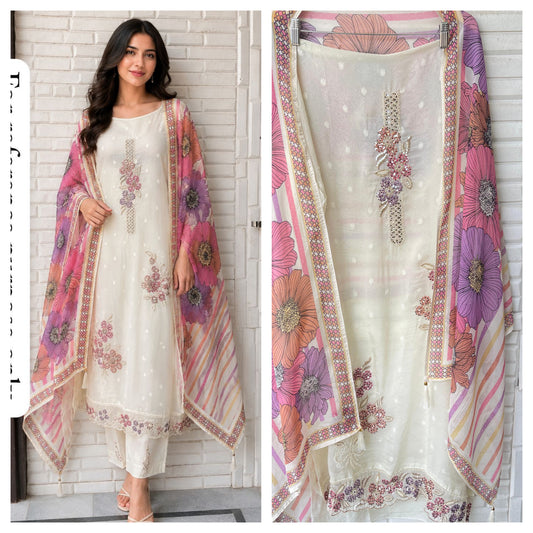 Banarasi Organza Unstitched Ladies Suit RC-18827