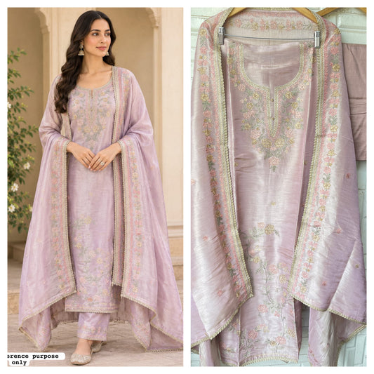 Premium Shimmer Silk Designer 3 pcs Unstitched suit Set
