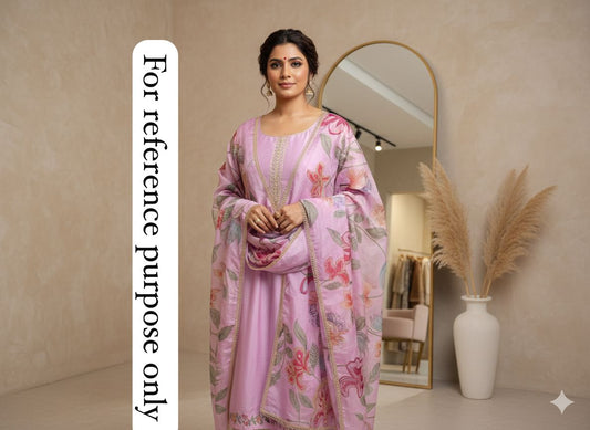Satin crepe unstitched ladies suit Rc18355