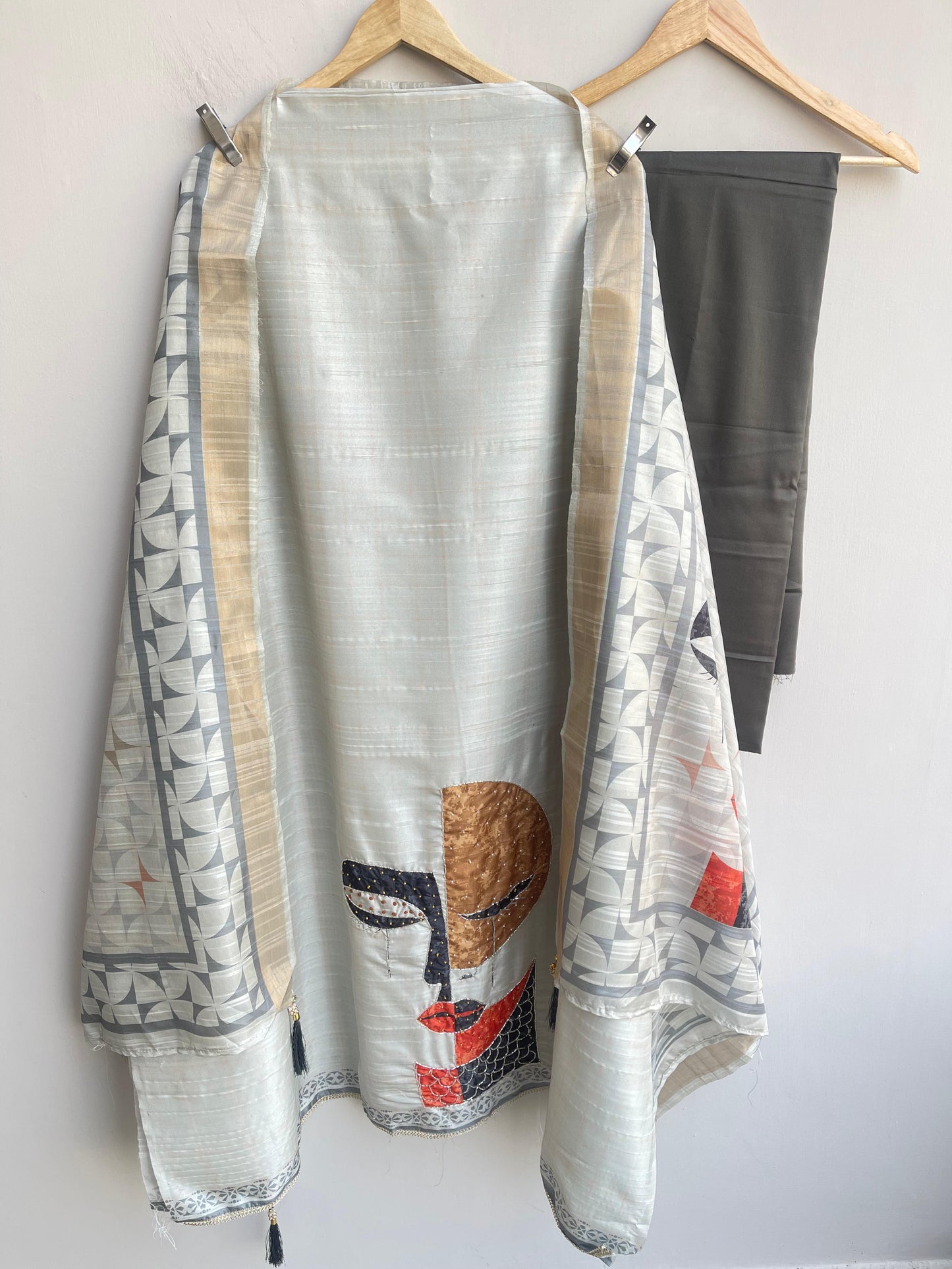 Khadi shimmer linen unstitched ladies suit Rc18371