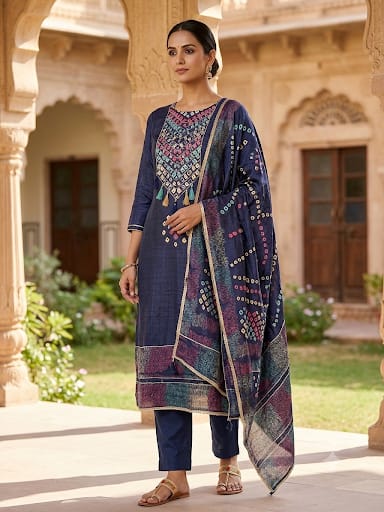 Gajji silk printed unstitched ladies suit Rc19332 (b)