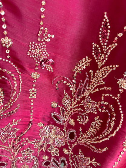 Tissue satin unstitched ladies suit Rc18363