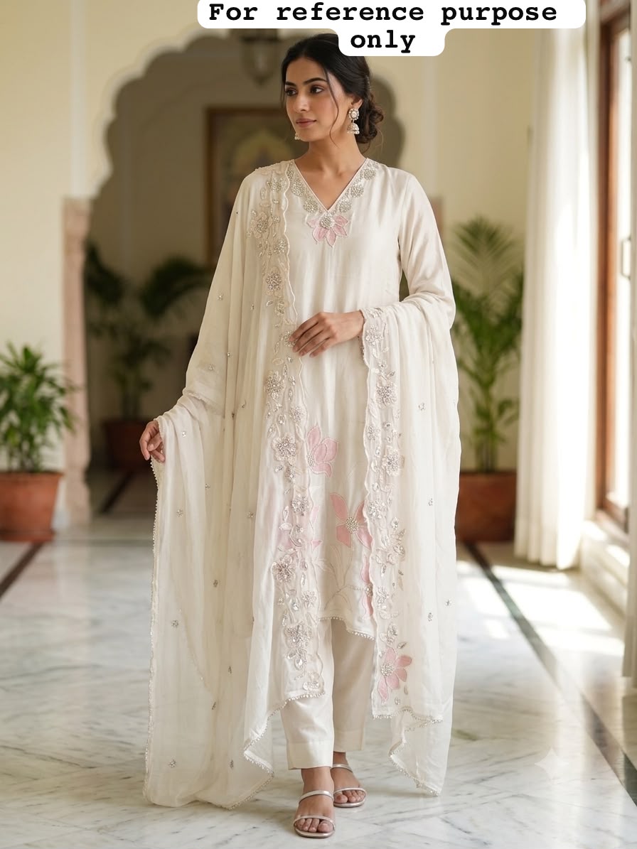 Crepe satin unstitched ladies suit Rc19073