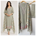 Elegant Crushed Shimmer Tissue Unstitched Ladies 3pcs Designer Suit Set
