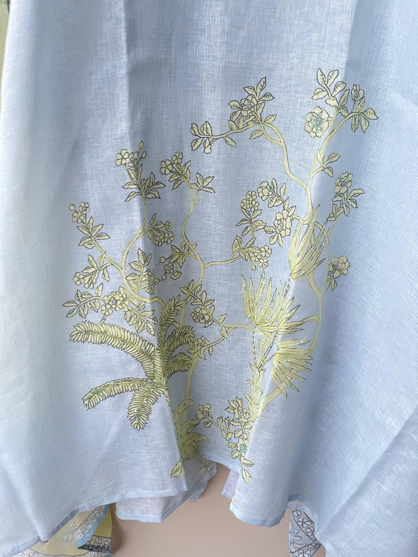 Pure linen printed unstitched ladies suit Rc18914