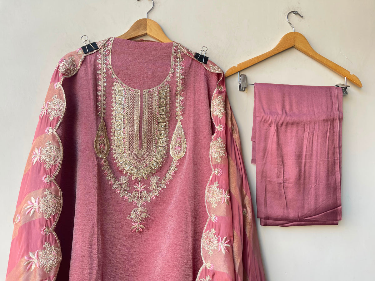 Crushed Shimmer Tissue Ladies Unstitched Suit with Zari Embroidery RC-19252(B) - Royal Chic by Priti (photo 7)