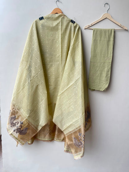 Self Banarasi mul chanderi unstitched ladies suit Rc19062