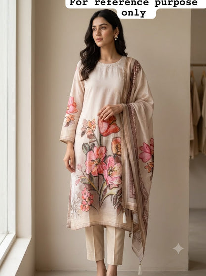 Muslin printed fabric ladies unstitched suit Rc19041