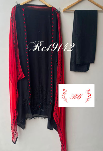 Organza fabric unstitched ladies suit Rc19142