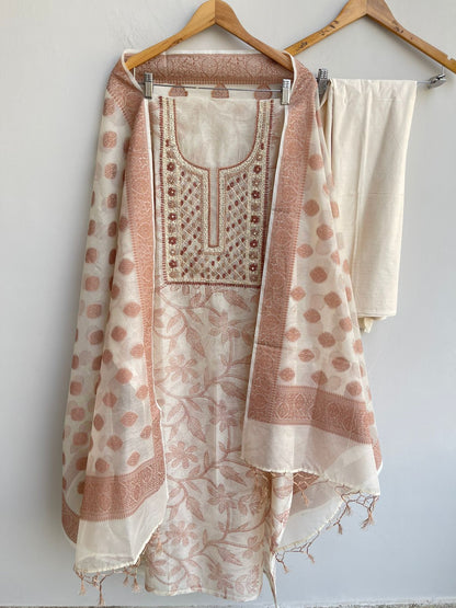 Fine kora printed unstitched ladies suit Rc18495