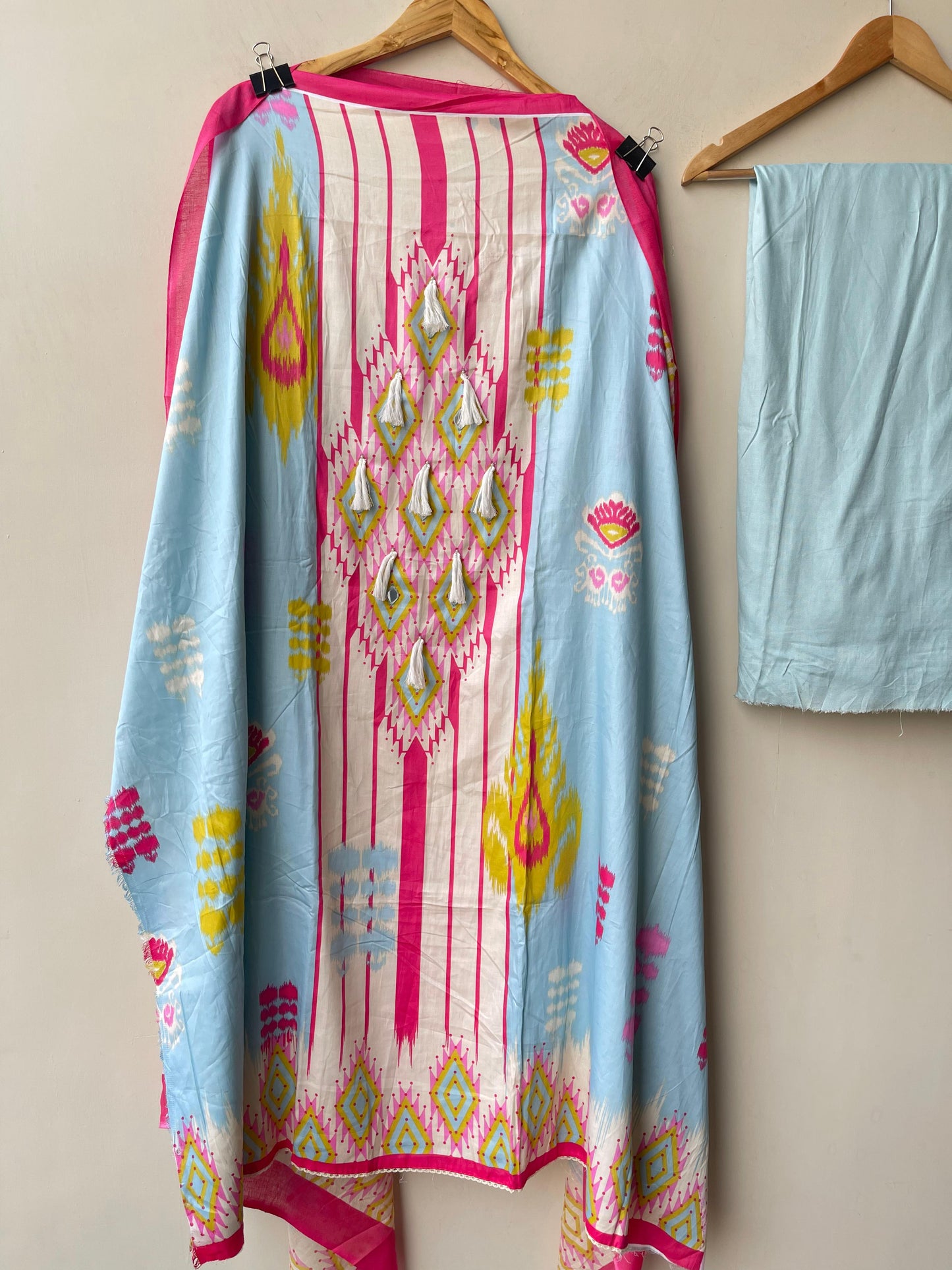 Ikkat print cotton unstitched ladies suit