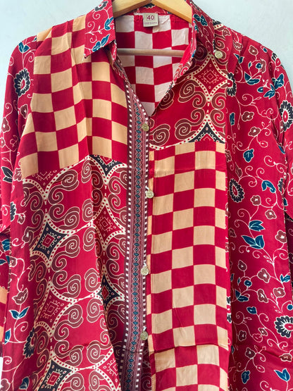 Satin crepe stitched ladies coord shirt Rc19165 (b)