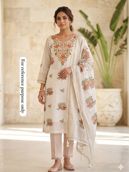 Mul chanderi printed ladies unstitched suit Rc18964