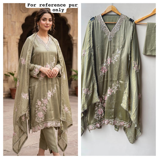 Pure shimmer giraffe silk unstitched ladies suit Rc19170 (b)