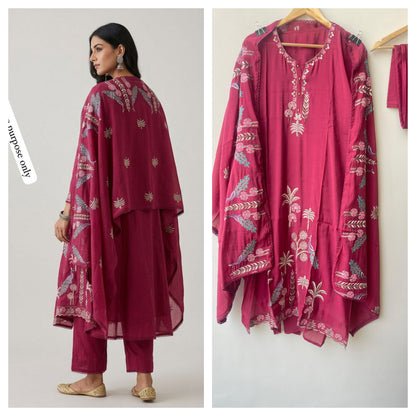 Mul Chanderi Unstitched Ladies Suit RC18890