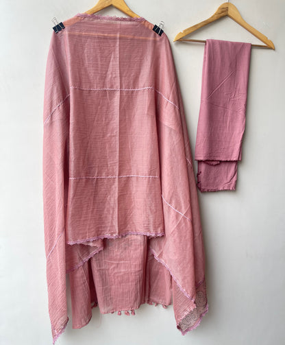 Premium Mul Chanderi Designer Unstitched 3 Pcs Suit Set