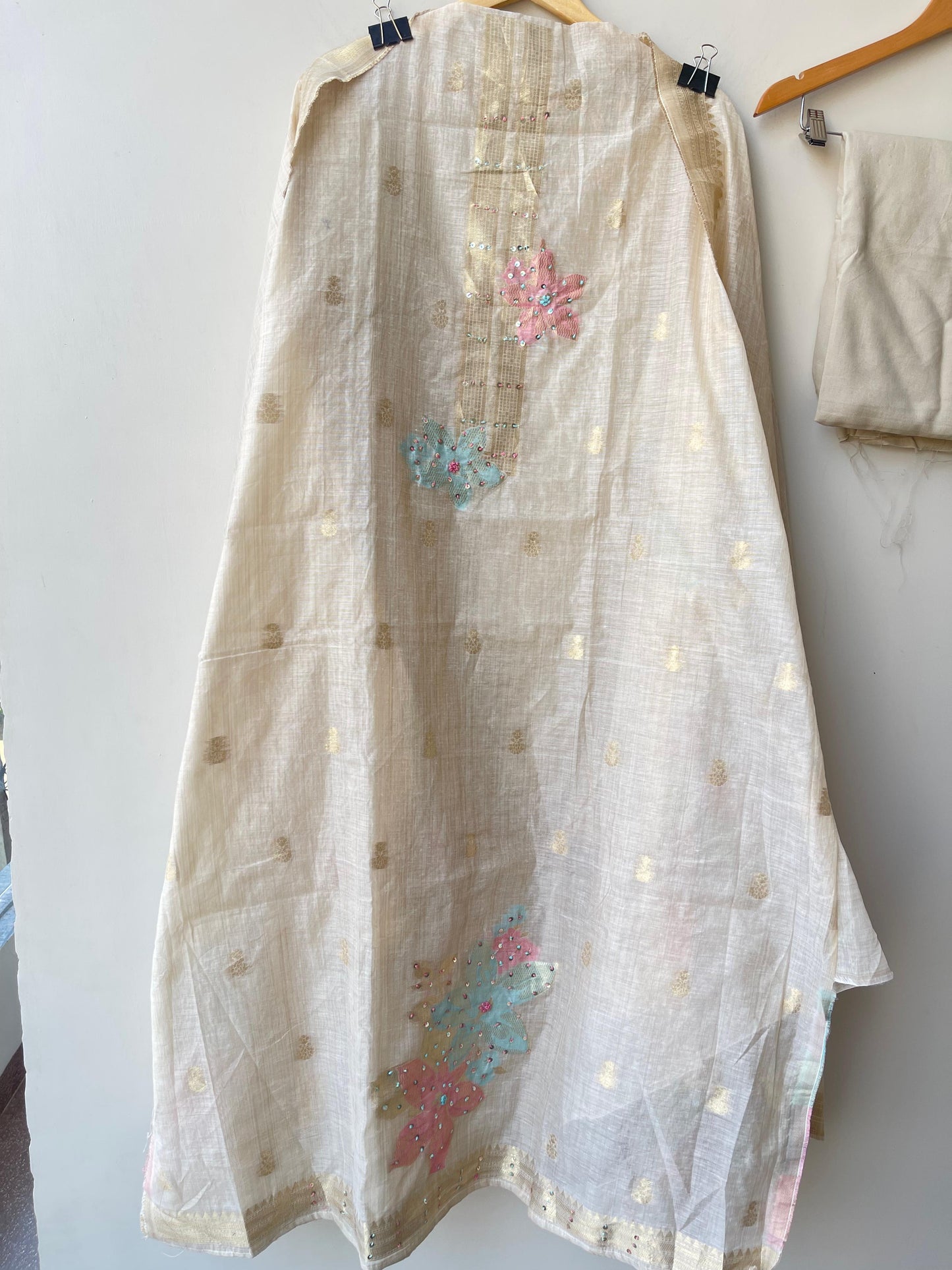 Banarasi weaving mul chanderi unstitched ladies suit Rc18945