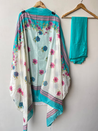 Cotton Printed Unstitched 3 pcs Designer Suit Set