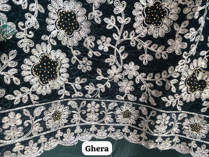 Resham embroidered unstitched velvet ladies suit Rc18838 (d)