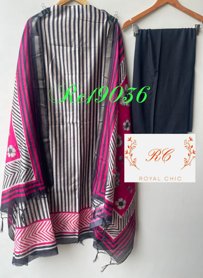 Mul chanderi printed ladies unstitched suit Rc19036 (b)