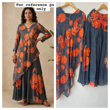 Georgette printed stitched ladies coord set Rc19208