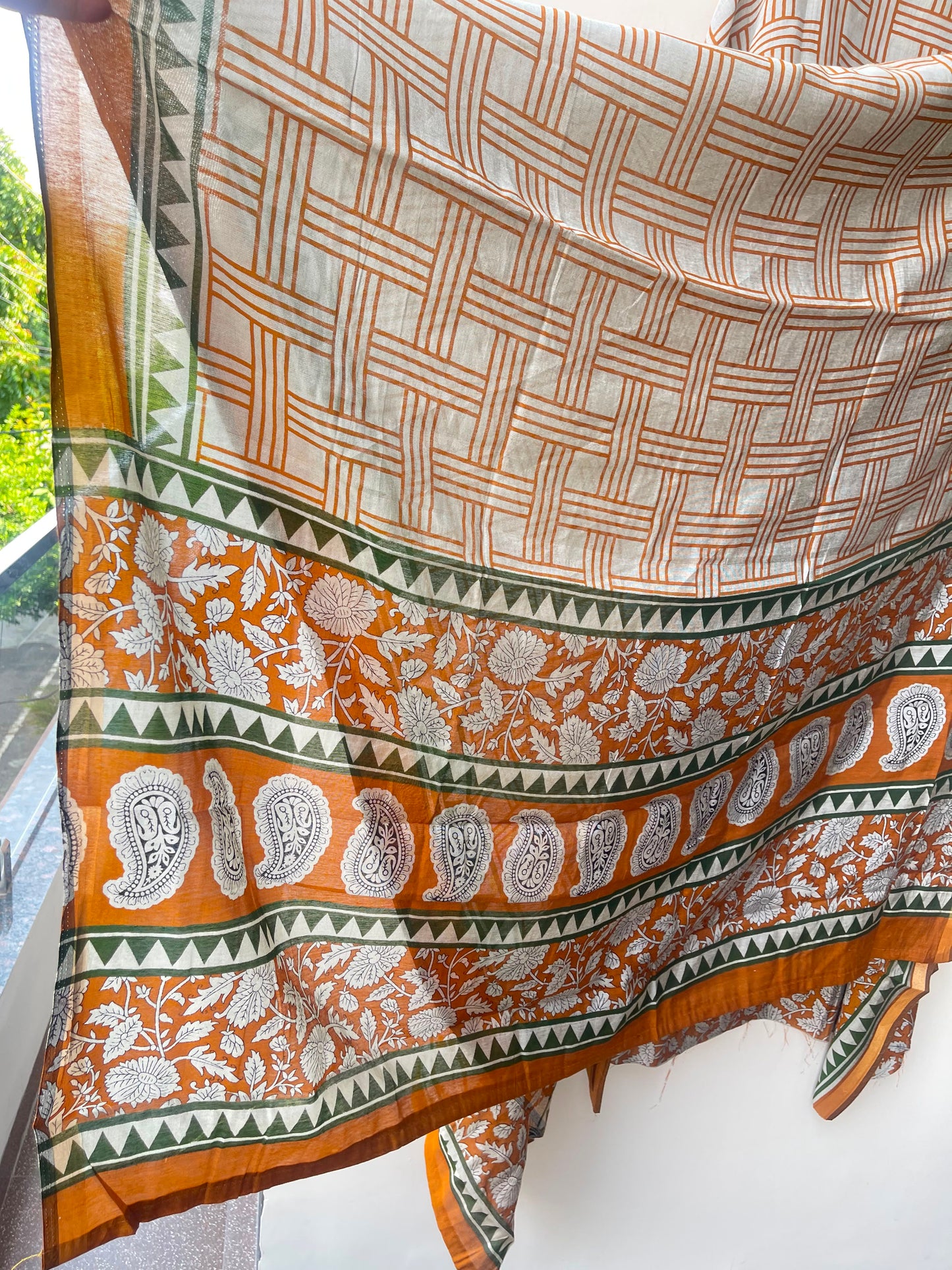 Mul chanderi maheshwari printed unstitched ladies suit Rc19005 (a)