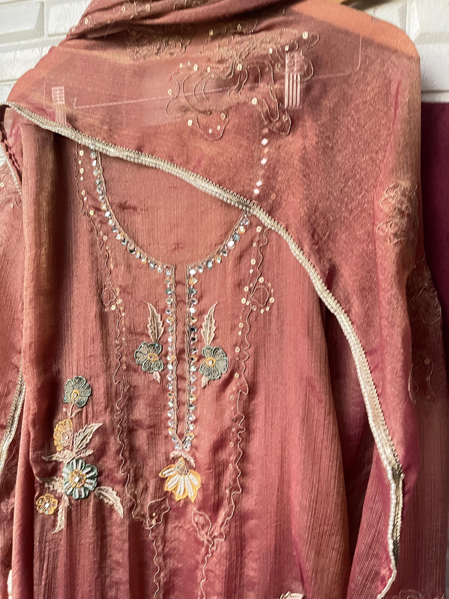 Self crushed shimmer chinon unstitched ladies suit Rc17788 (c)