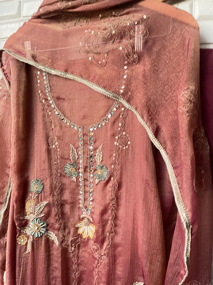 Self crushed shimmer chinon unstitched ladies suit Rc17788 (c)