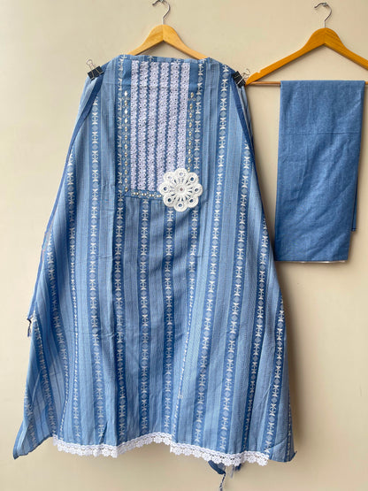 Self cotton weaving ladies  unstitched suit Rc19028