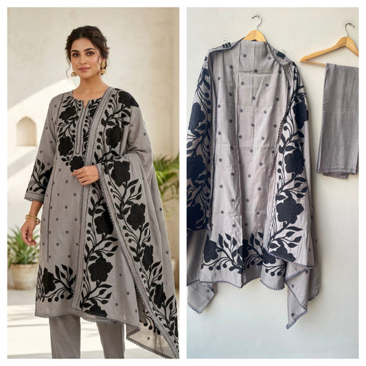 Mul chanderi printed ladies unstitched suit Rc19322 (a)