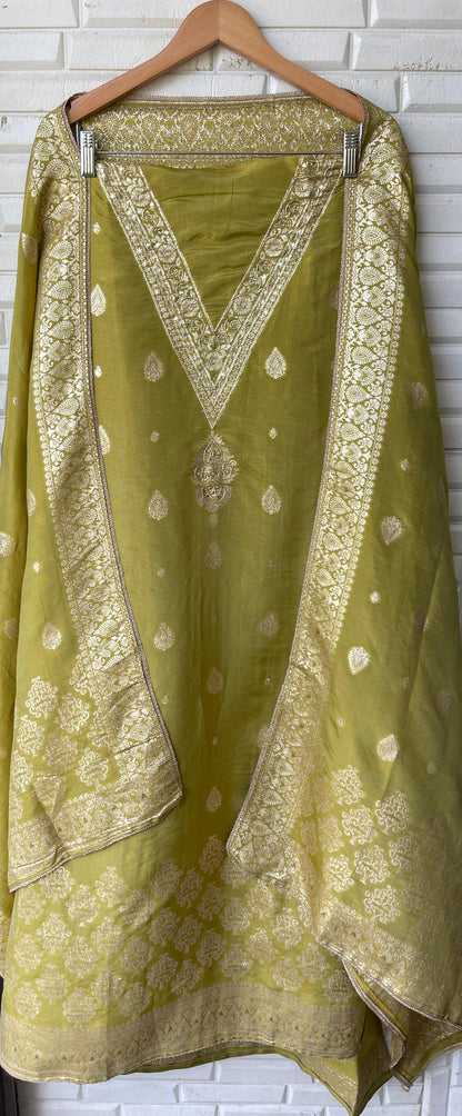 Banarasi shimmer silk unstitched ladies suit Rc17749 (a)