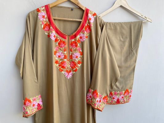 Rayon kashmiri kadai ready ladies coord set Rc18384 (b)