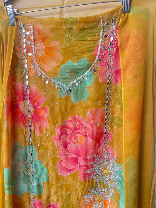 Organza Printed Unstitched Ladies suit Rc17244