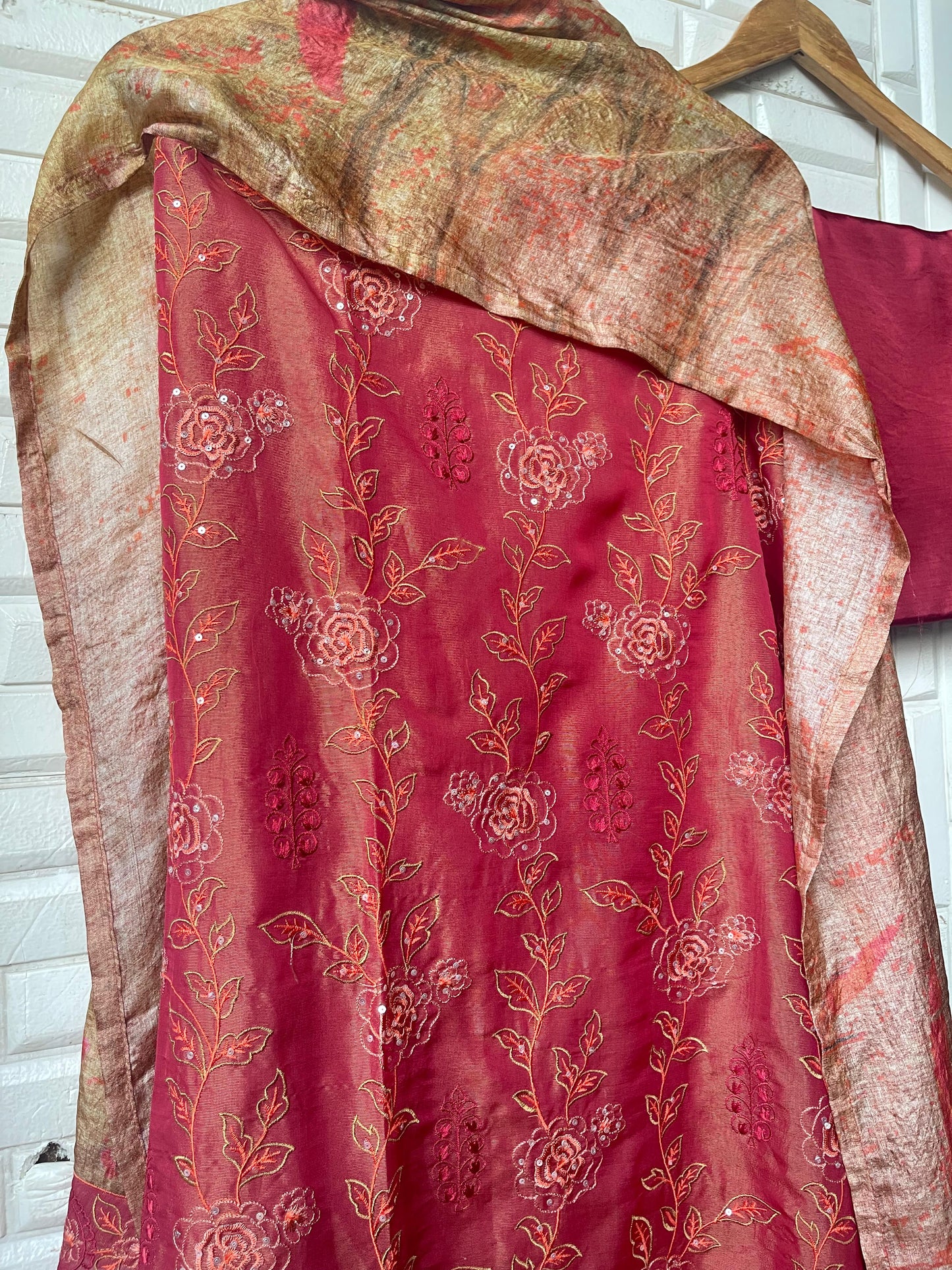 Pure shimmer silk unstitched ladies suit Rc17705